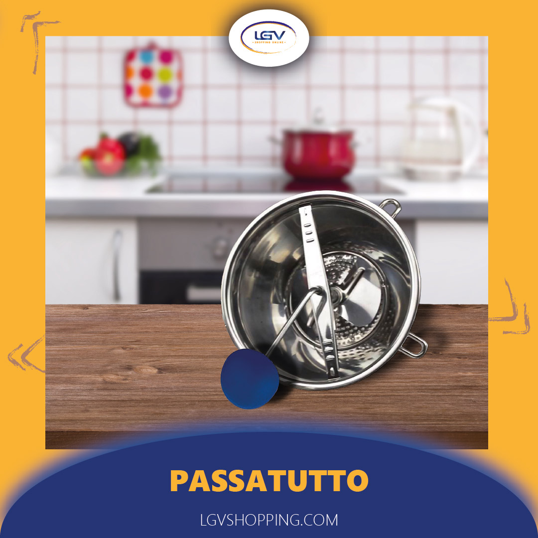 Passatutto In Acciaio Inox 18/10 Con Retine Intercambiabili E Piedini Pieghevoli – Diametro 24 Cm, Funzione Manuale