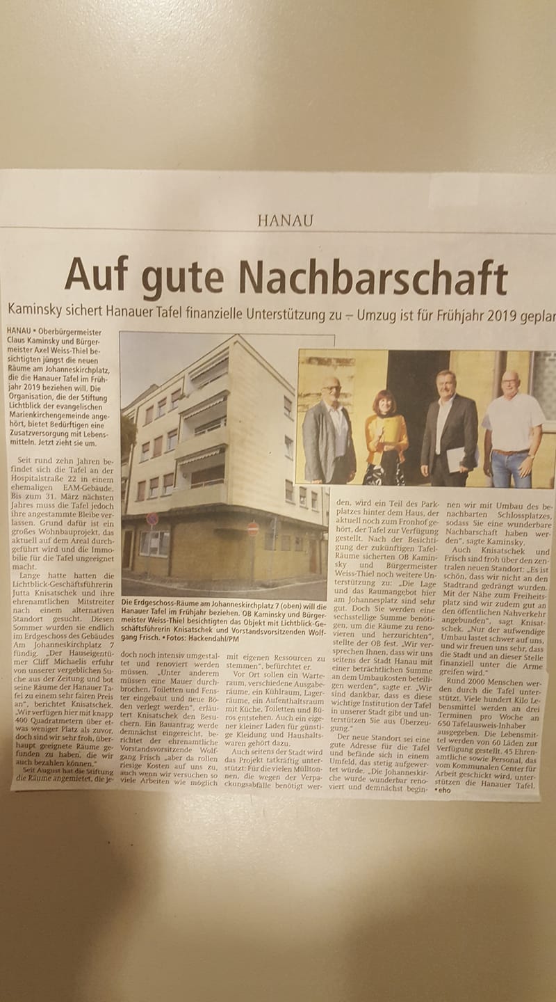 Es Geht Voran Hanauer Tafel Arbeitsbereich Der Stiftung