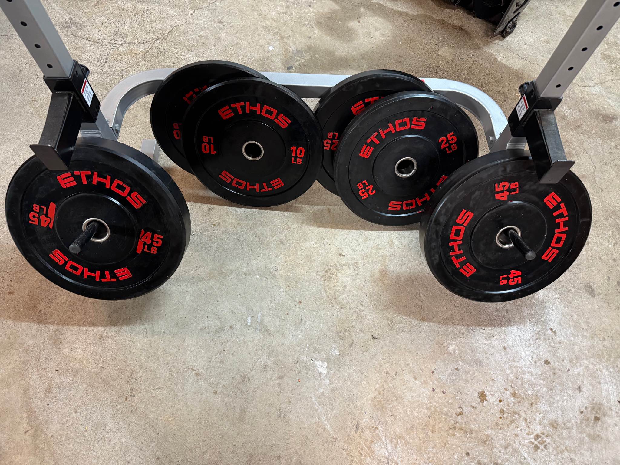 Ethos Rubber Bumper Plate Set, Valor Fitness Adjustable Squat/Bench ...
