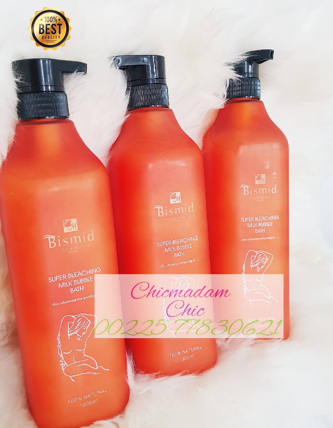 Gel Douche éclaircissant BISMID à La Vitamine C – 800 Ml, Naturel, Senteur Plantes, Pour Tous Types De Peau
