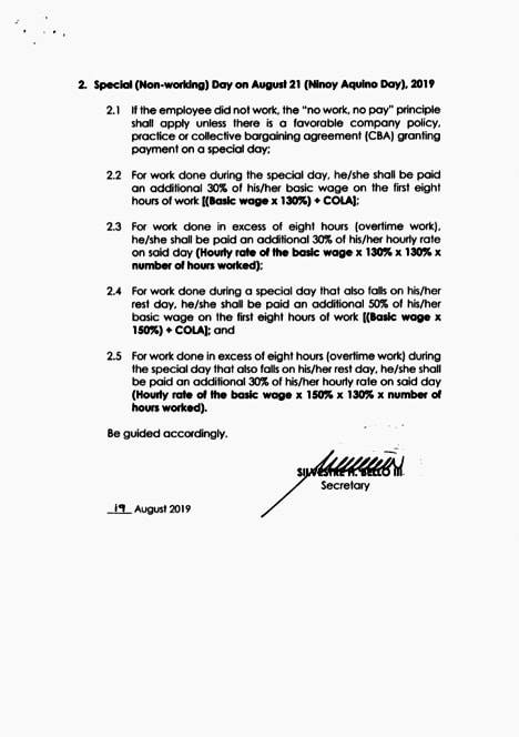 Labor Advisory 09 19 On Payment Of Wages Human Resource