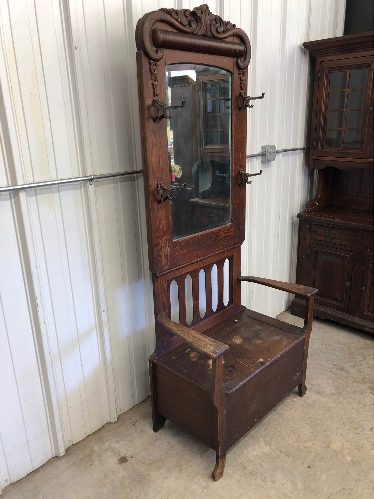 Antique oak hall tree - Hall Trees & Coat Racks - Rustburg, Virginia ...