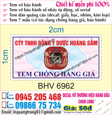 In - In tem vỡ - Công ty In Quang Trung chuyên in tem bảo hành, tem ...