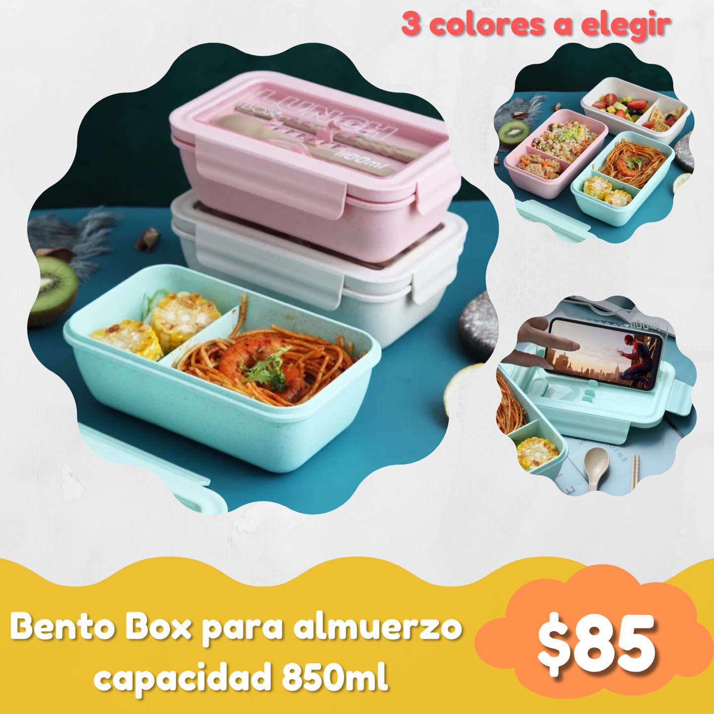 🍱Bento box color liso 🍱 3... - Comercializadora Doremi