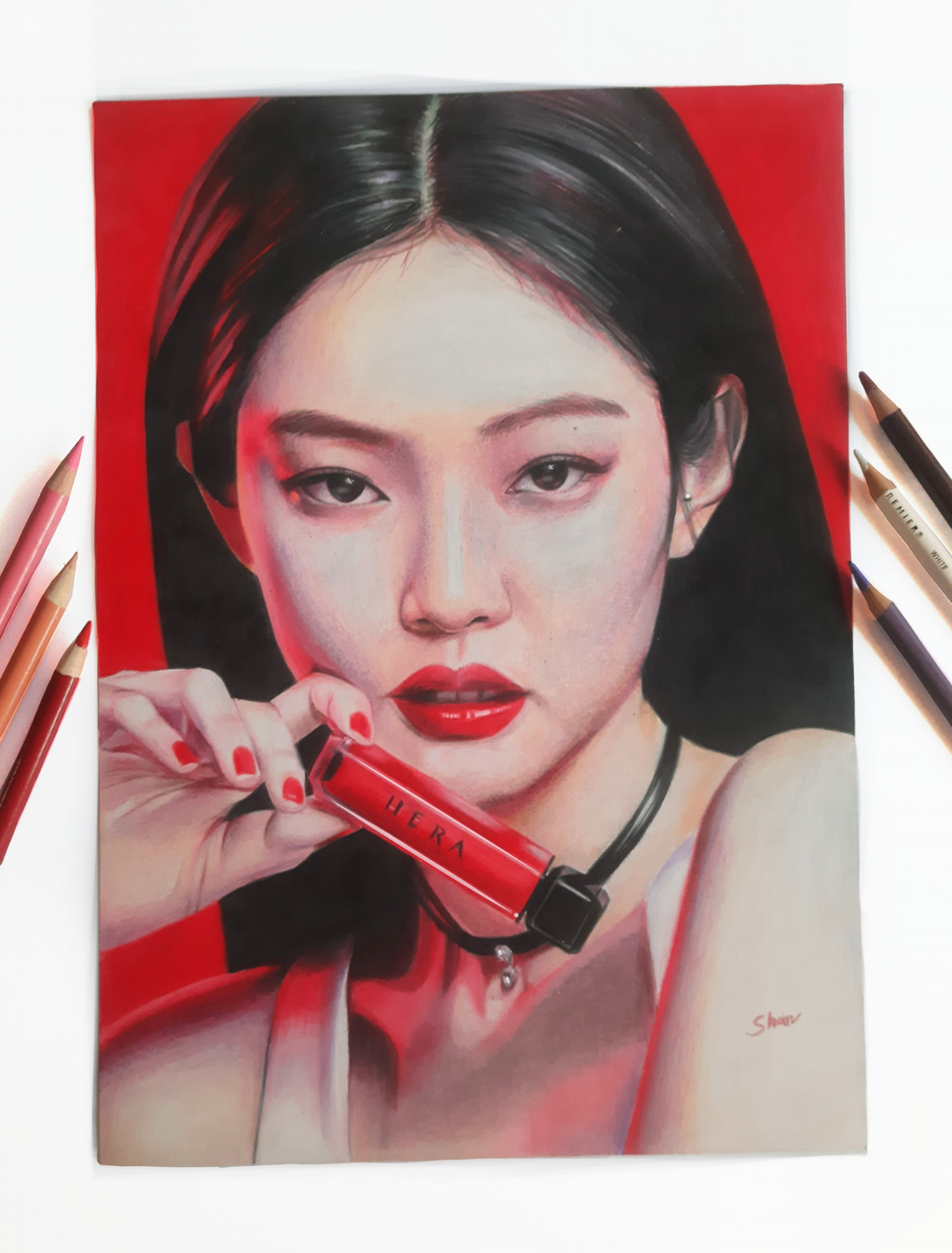 Here's my new drawing of Jennie Kim♥️ . . . (prismacolor on A4