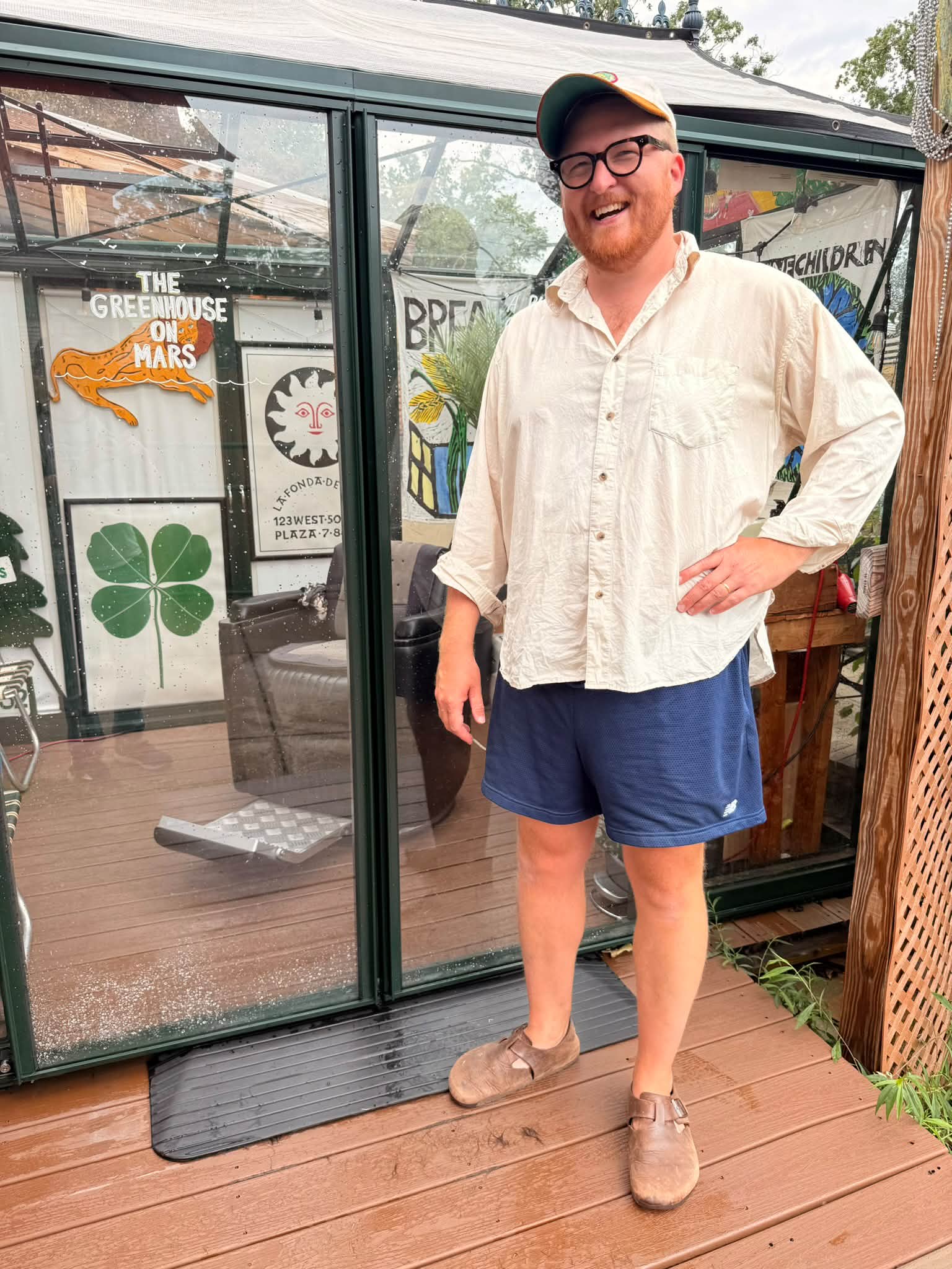 Mic Fox's one-chair greenhouse barbershop in Lakewood, OH