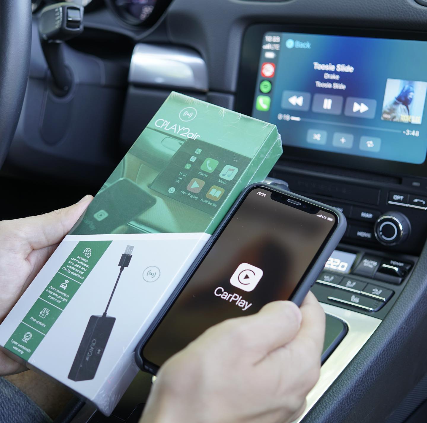 CPLAY2air.com Wired to wireless adapter for factory CarPlay