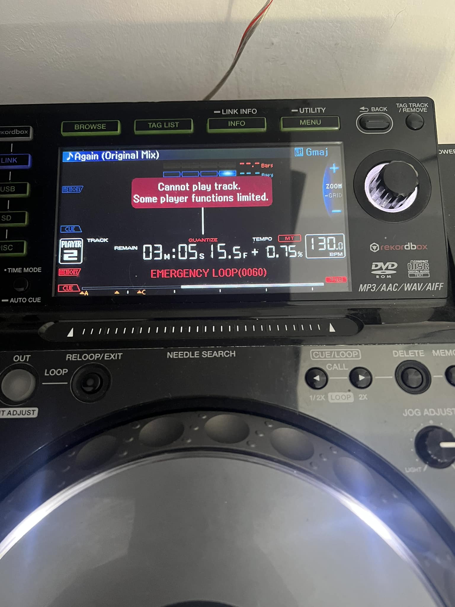 What to do about error on Pioneer CDJ 2000?