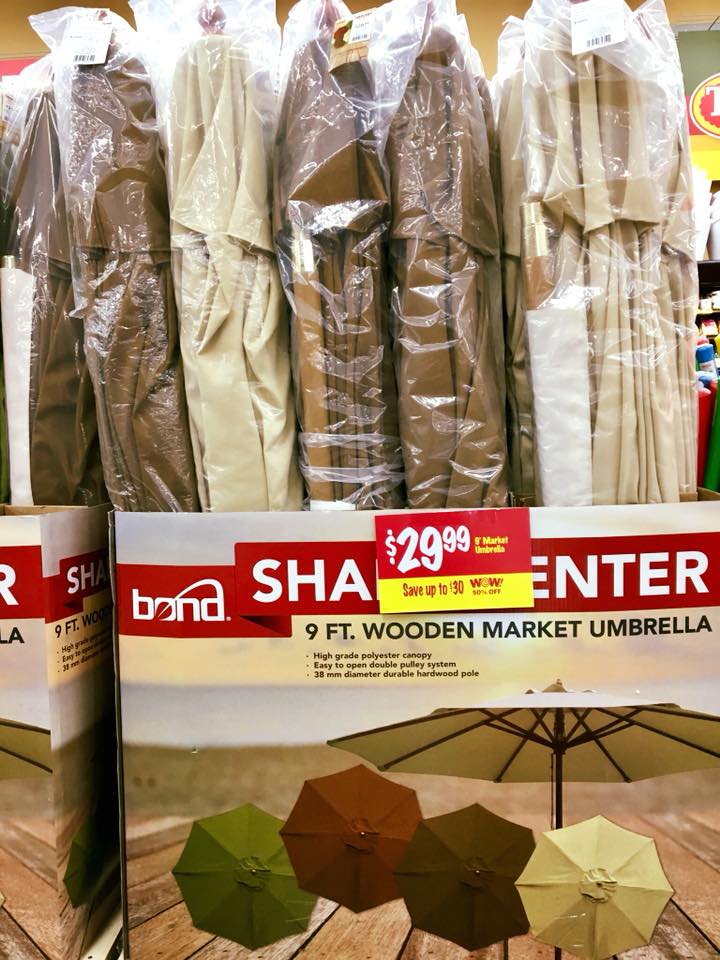 grocery outlet patio umbrellas Sarasota Breeze Steel Umbrella 9' This sunshade is made of polyester fabric 9 FT. Wooden Market Umbrella