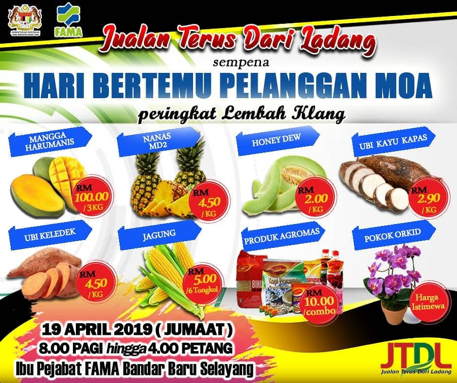 Fama Mengadakan Jualan Terus Dari Ladang Jtdl Sempena Hari Bertemu Pelanggan Peringkat Lembah Klang Ibupejabat Fama Bandar Baru Selayang Jom Datang Beramai Ramai Mendapatkan Pelbagai Buah Buahan Dan Sayur Sayuran Pada Harga Istimewa Tarikh