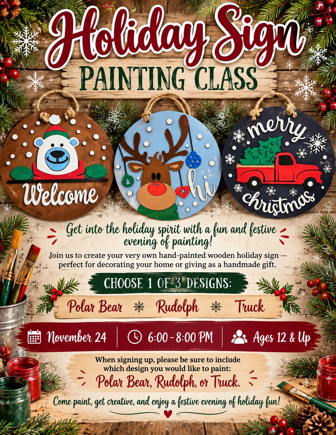 Holiday Sign Class, Choose 1 of 3