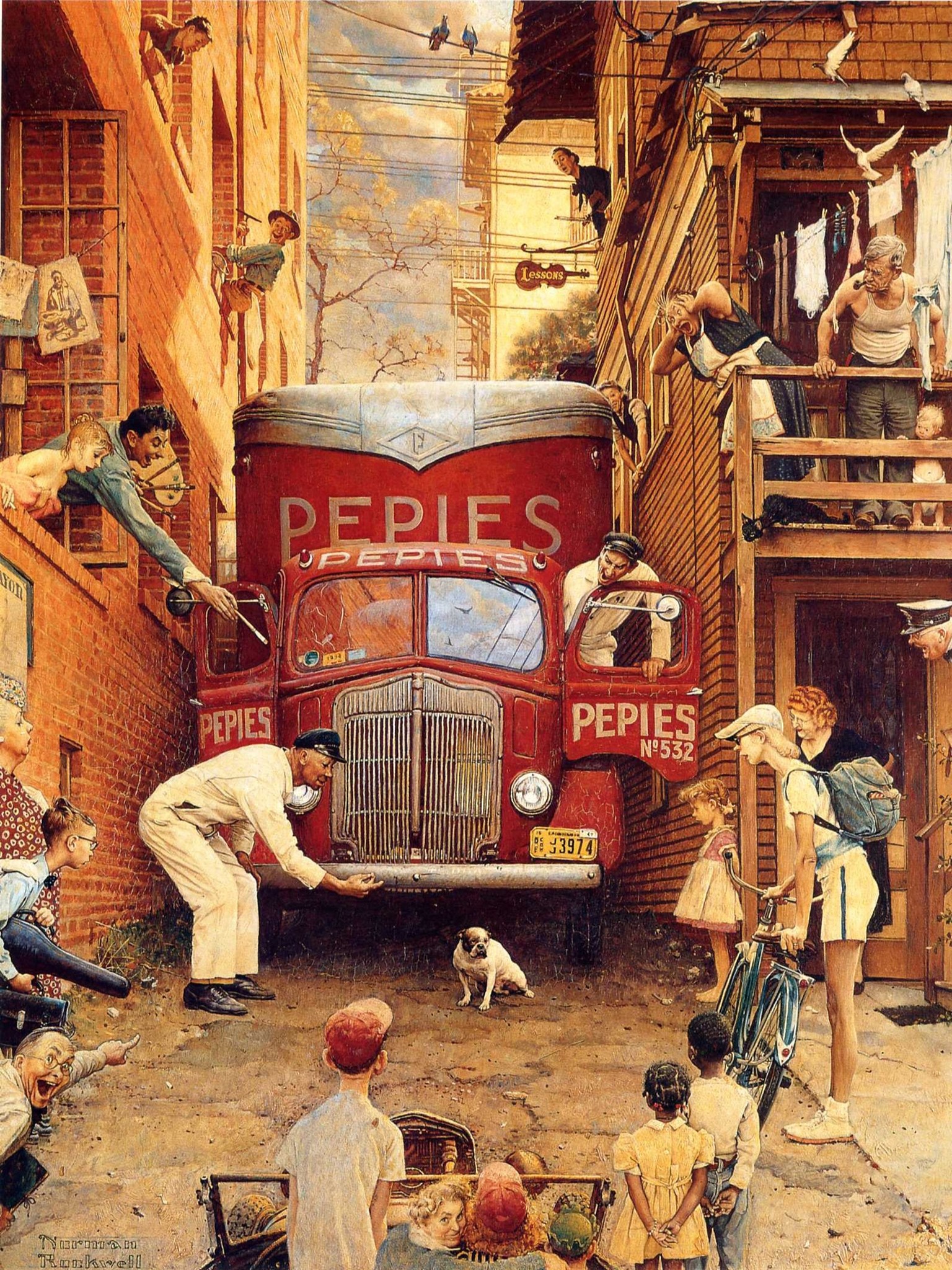 Norman Rockwell - Road Block (1949). Saturday Evening Post Cover