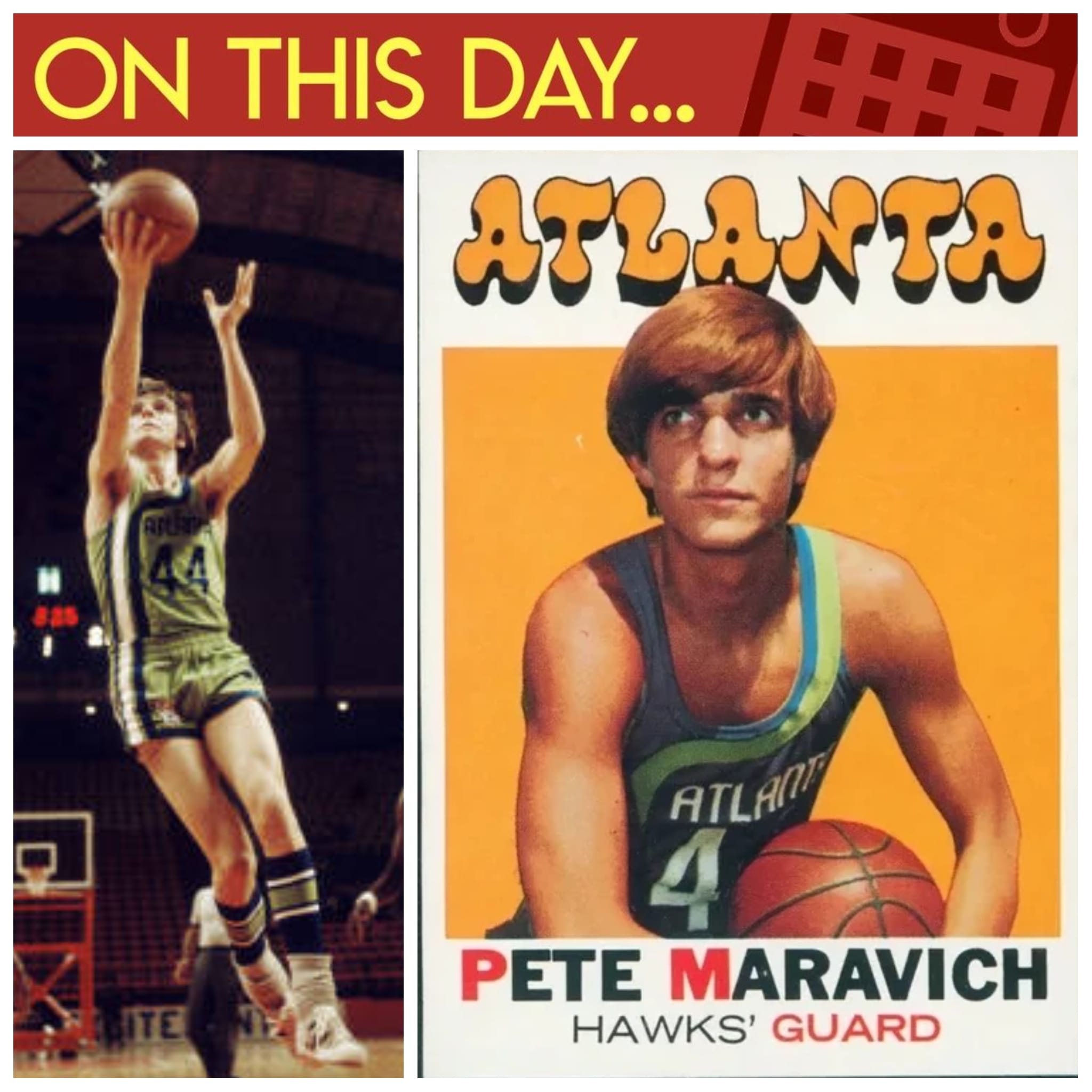 Pete Maravich scores 50 points in Atlanta Hawks