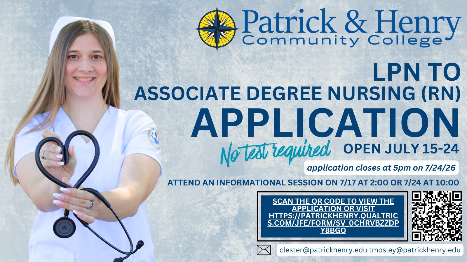 Applications are now open for the fall 2026 LPN to associate degree nu