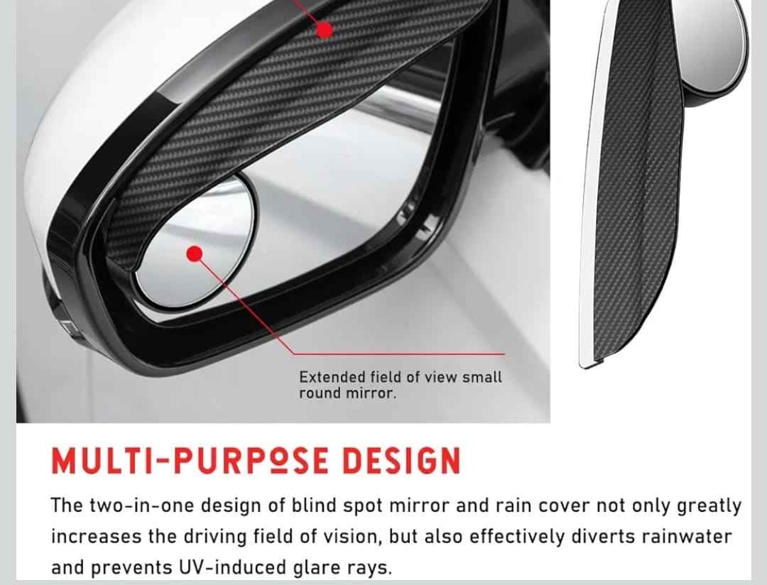 Pair Of 3M Adhesive Wide Angle Blind Spot Mirrors – Adjustable, Left & Right, Easy Install