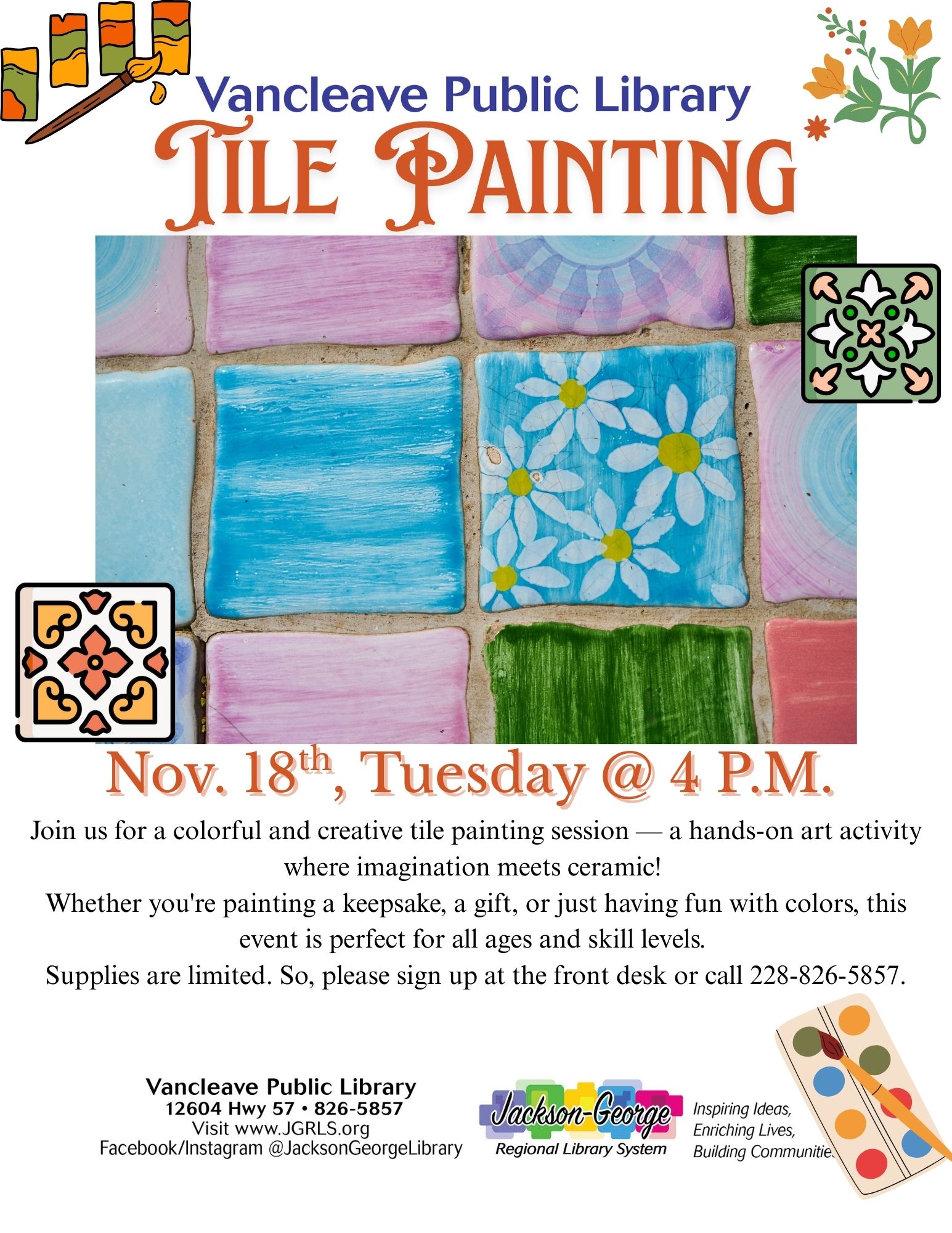 🎨🖌️ Tile Painting at the Library! 🖌️🎨