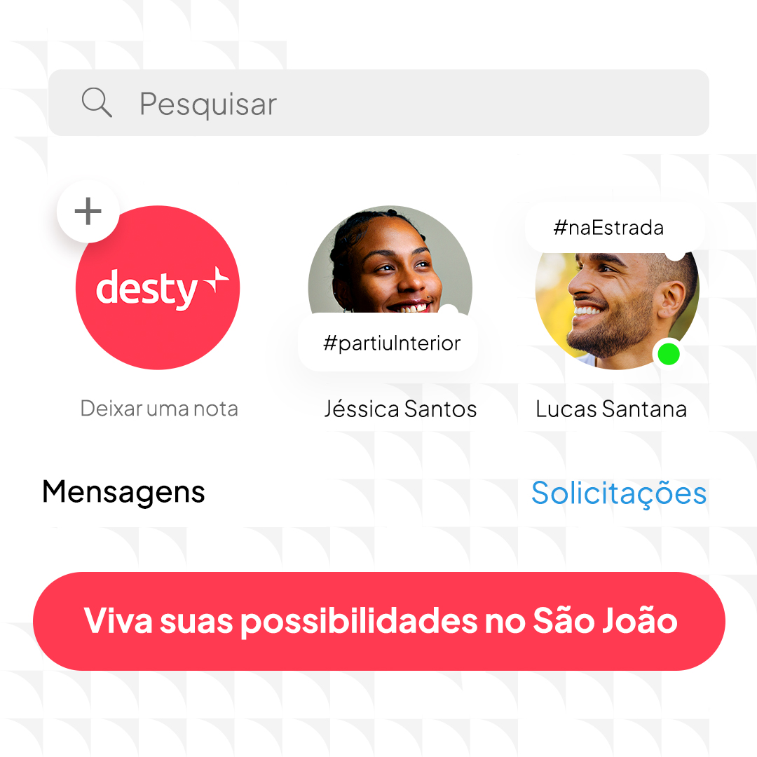 Desty - Férias juninas? Vá com o Desty! 😀🧳 Um banco 💯%...