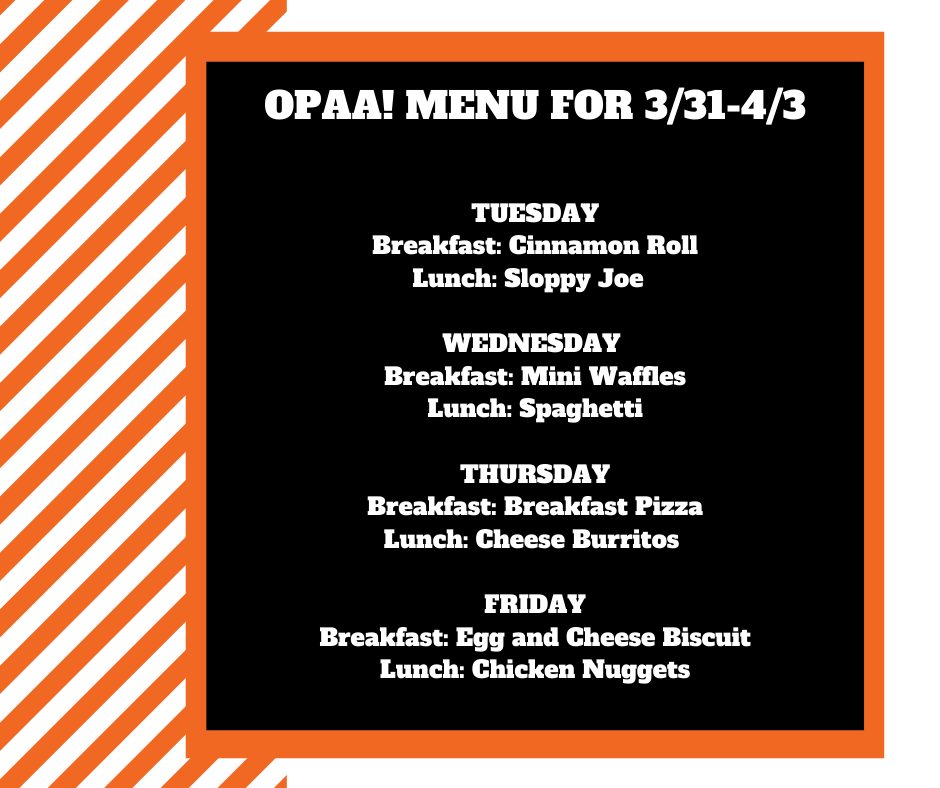 OPAA! Menu for March 31 through... - Guymon Public School