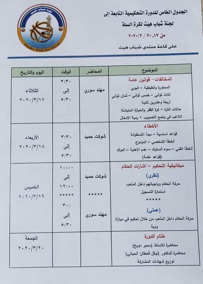 دورة تحكيمية استنادا لخطة وكالة النواعير الأخبارية Facebook