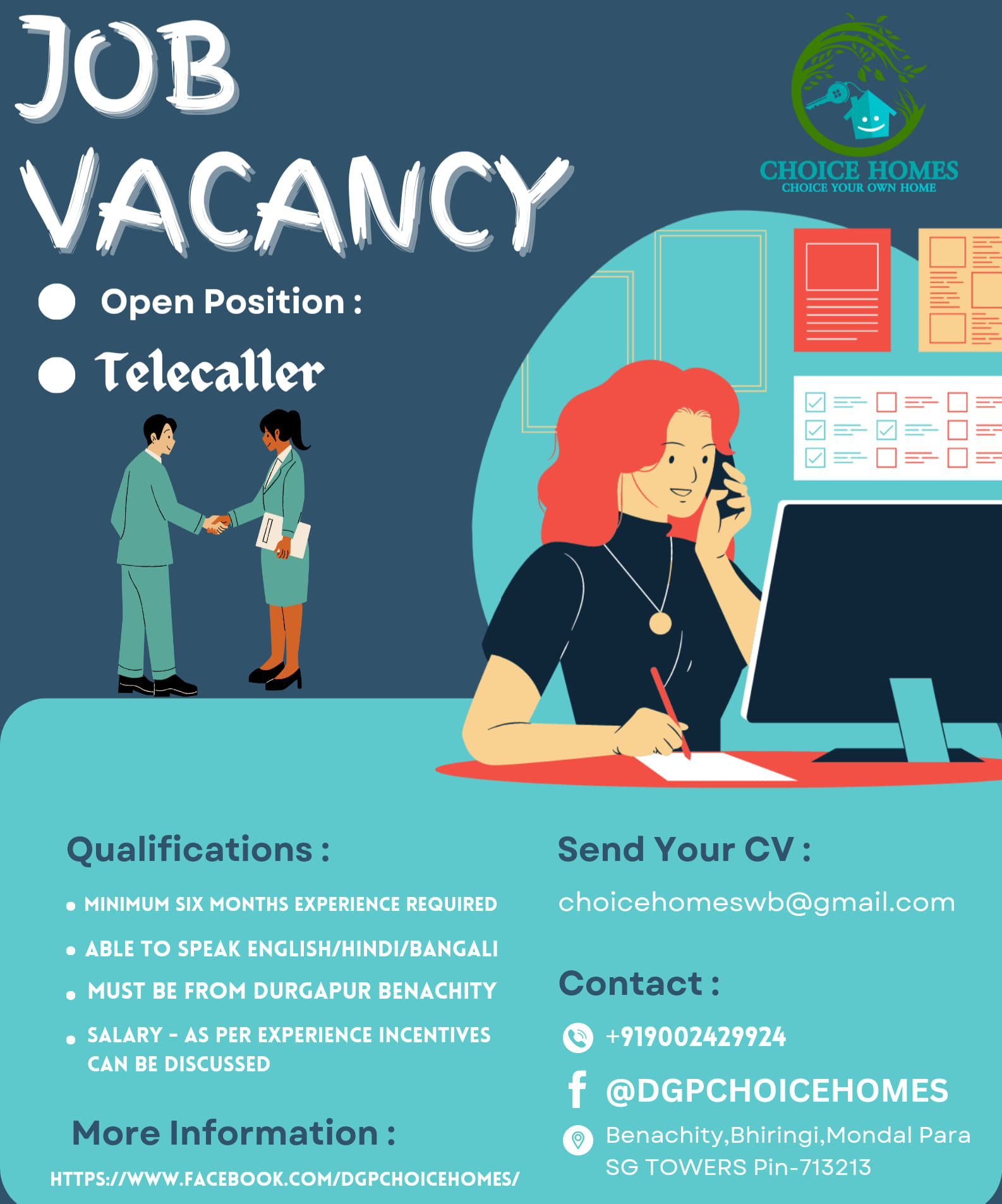 Choice - JOB VACANCY (Only Female) Open Position-Telecaller 👧 DM your ...