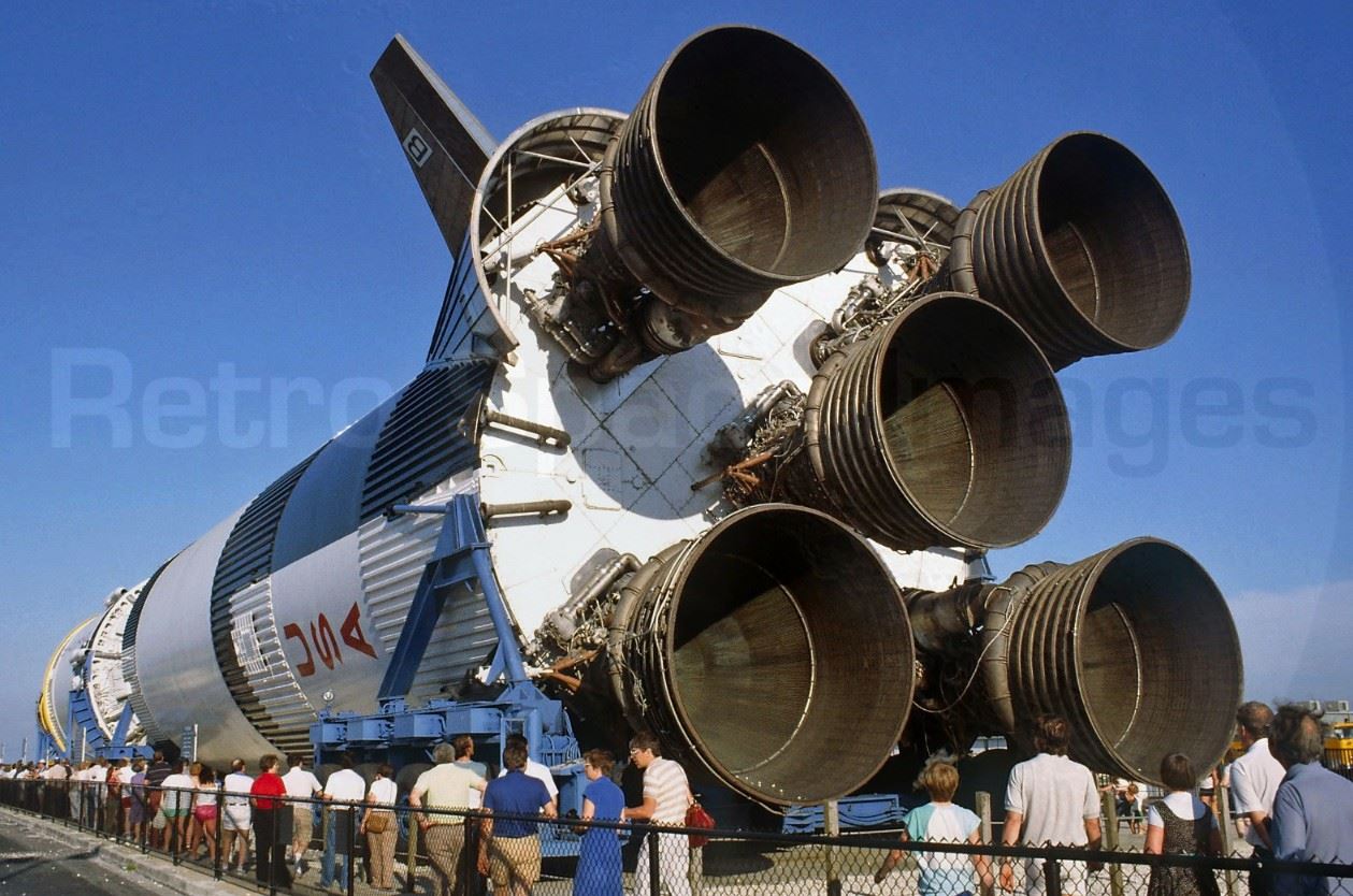 My photo of the Saturn V on display outside at KSC on April 13, 1985.