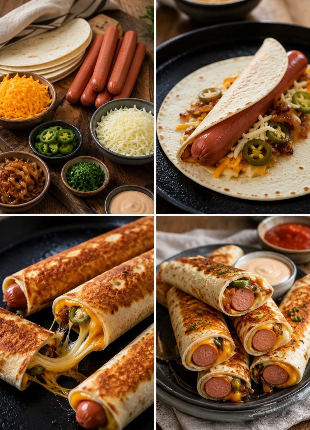 🌭 Hot Dog Cheddar Wrap Melts A scrumptious twist on the classic
