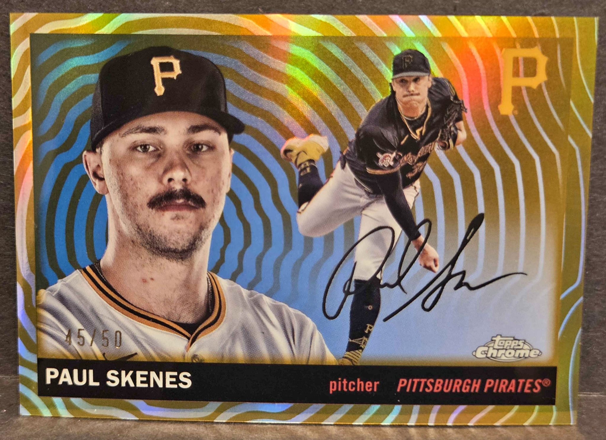2025 Topps Chrome Platinum Paul Skenes Gold Vibrations Refractor 