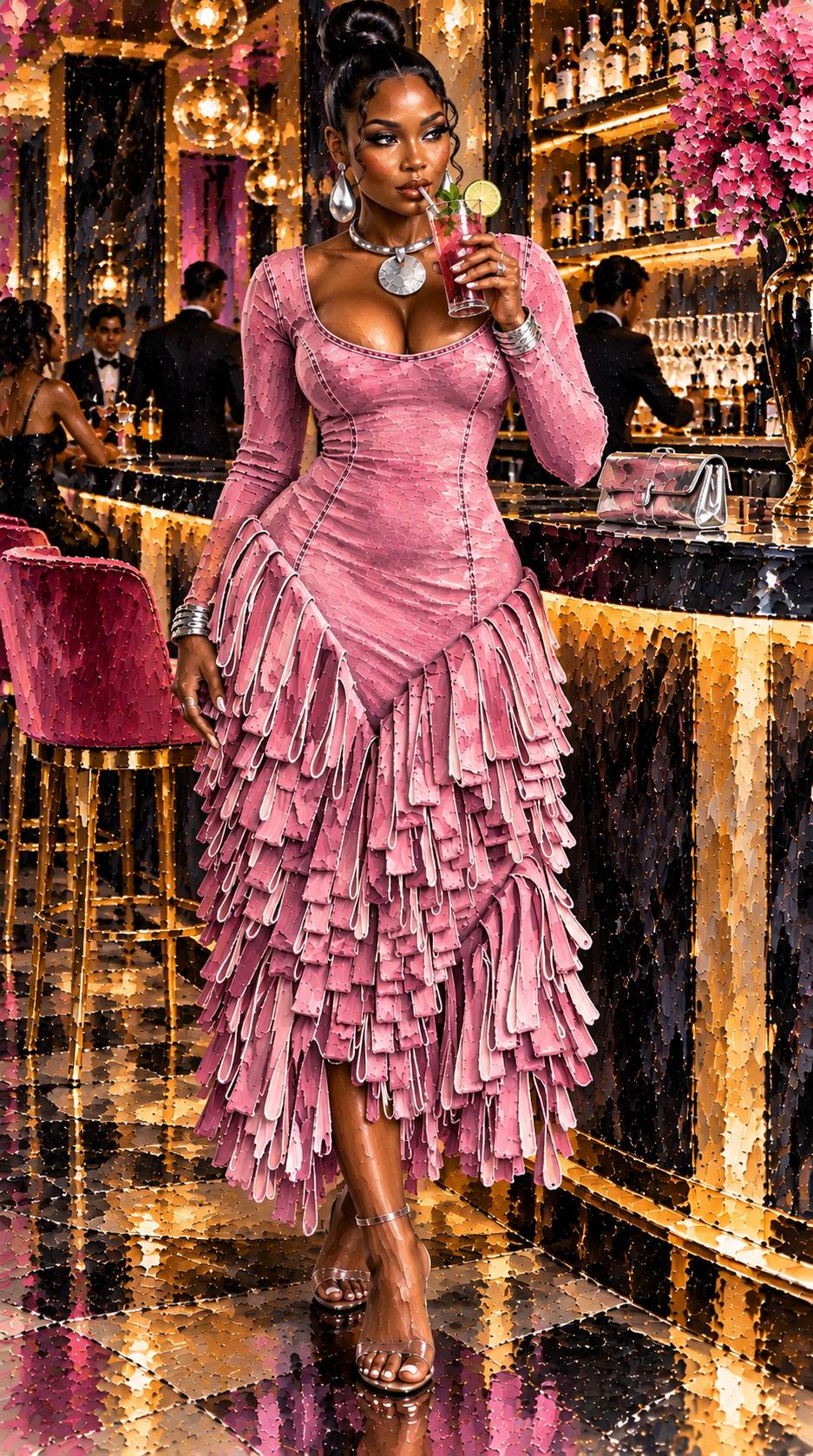 hot pink dress on dark skin Beautiful black woman in outfit Sexy Wedding Dress