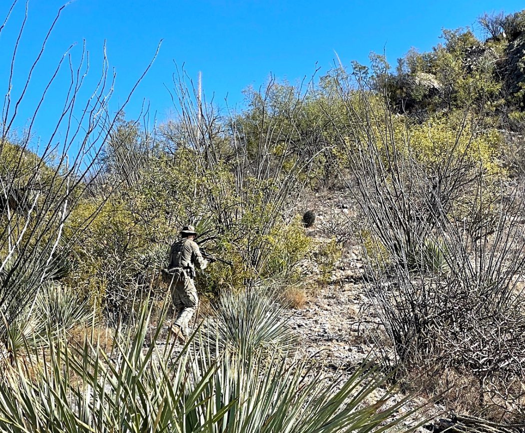 Tactical - Tracker following a line of man made sign flankers slide a ...