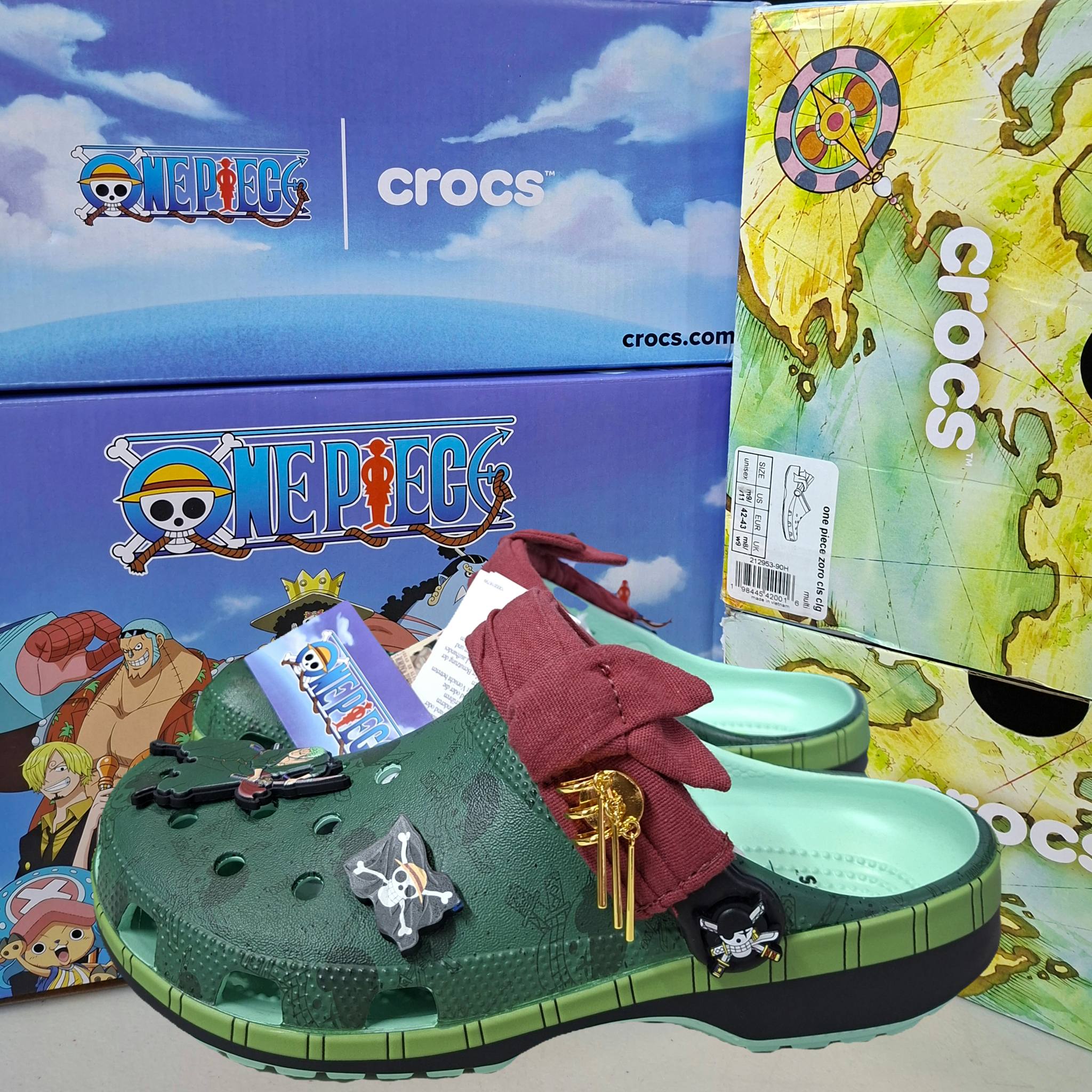 🐊 crocs × ☠️ONE PIECE ⛵️ #7 y 8 MX Unisex ☆ 🌴one piece zoro