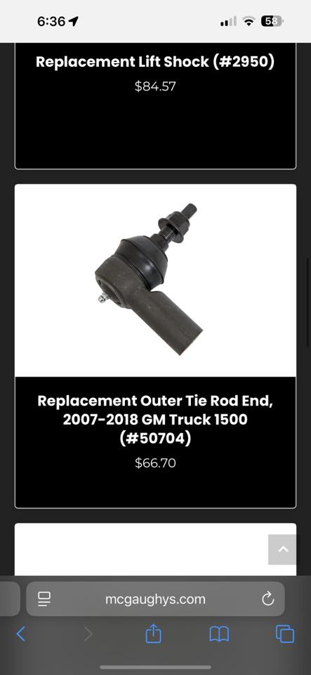 Replacement Outer Tie Rod End, 1999-2006 GM Truck 1500 (#50004