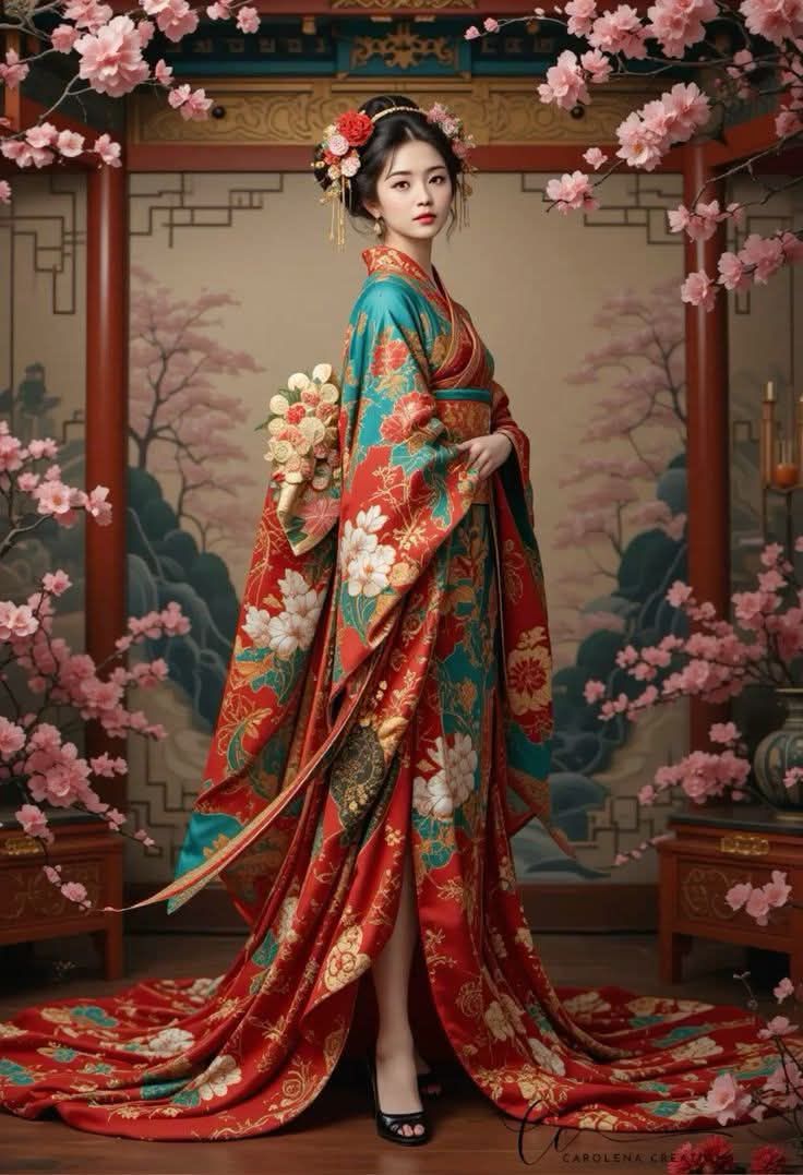 Lovely young lady in a pink furisode 振袖 Japanese kimono ^-^