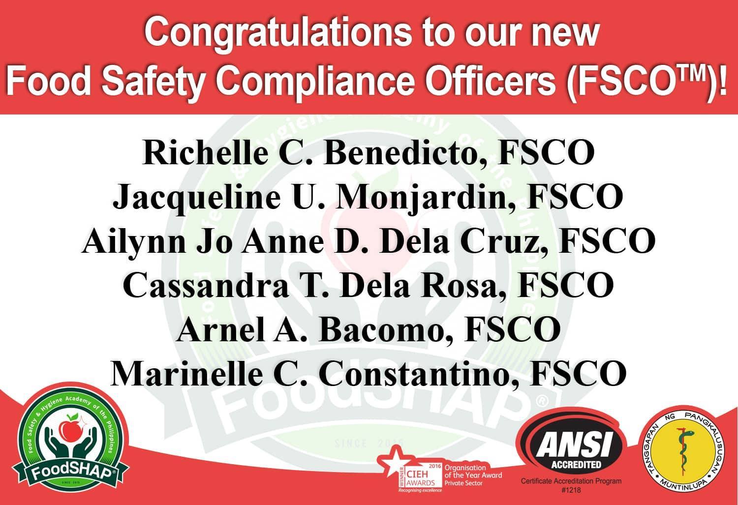 Food Safety & Hygiene Academy of the Philippines - Congratulations to ...