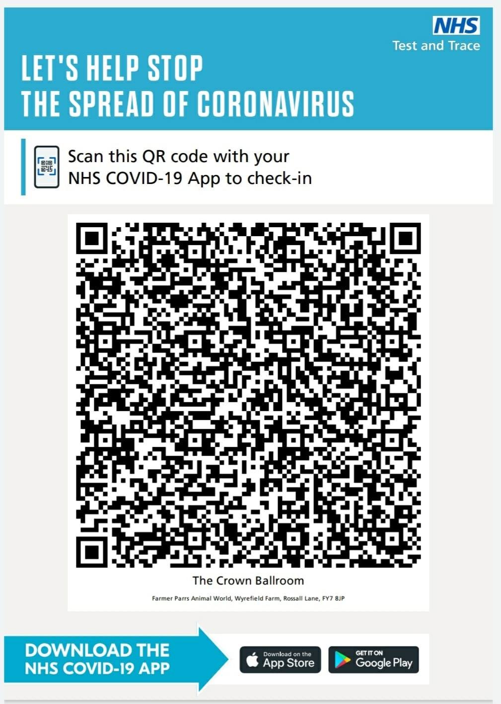 NHS Track & Trace: QR Code We now... - The Crown Ballroom