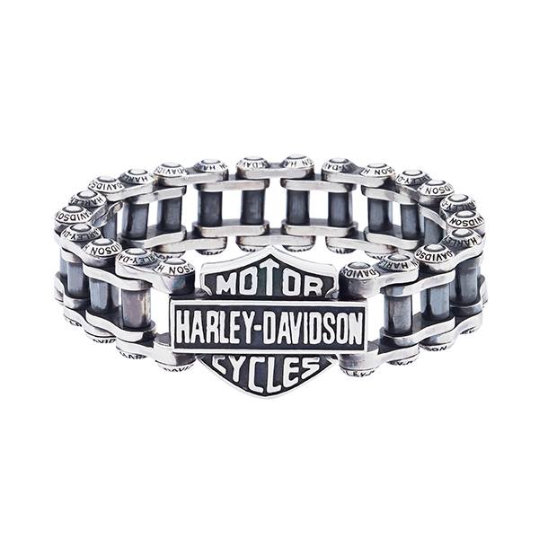 Bague Chevalière Harley-Davidson Par Thierry Martino - Argent 925, émail Noir, Taille 64