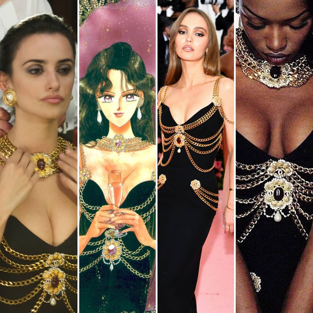90s chanel dress lily rose depp Lily-Rose with a vintage at this year's Met Gala that's been worn by legends, including Naomi Campbell, Penelope Cruz (in the movie Broken Embraces) & Sailor Pluto 🔥 Size:11.5 Collection: SS26 MATERNITY DROP 2 Juliet JT2640G Long Formal