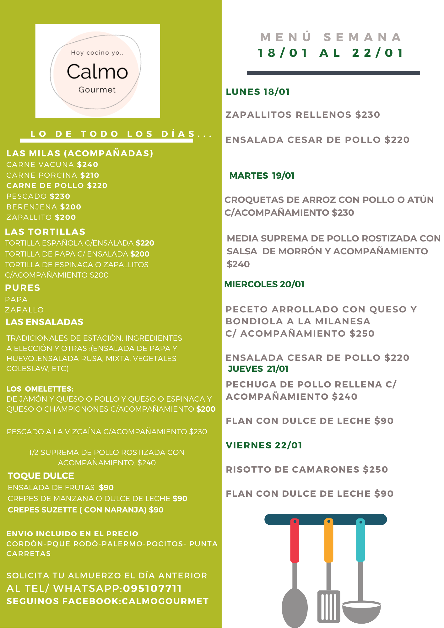 CALMO Gourmet - 👨‍🍳 Compartimos el menú de la semana,... | Facebook