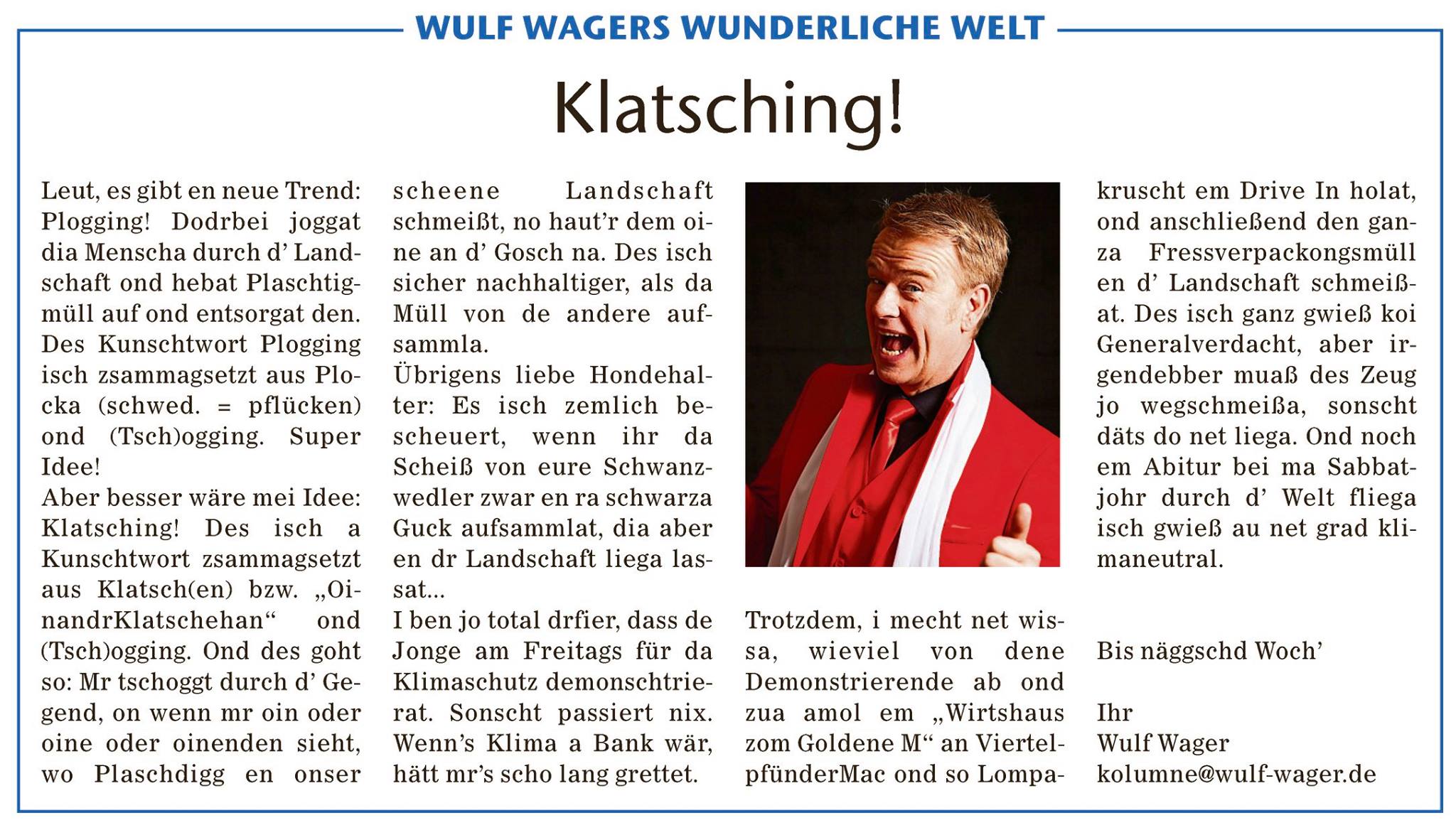 Schwabische Kolumne Wulf Wager Schwabisch Schwatza Facebook