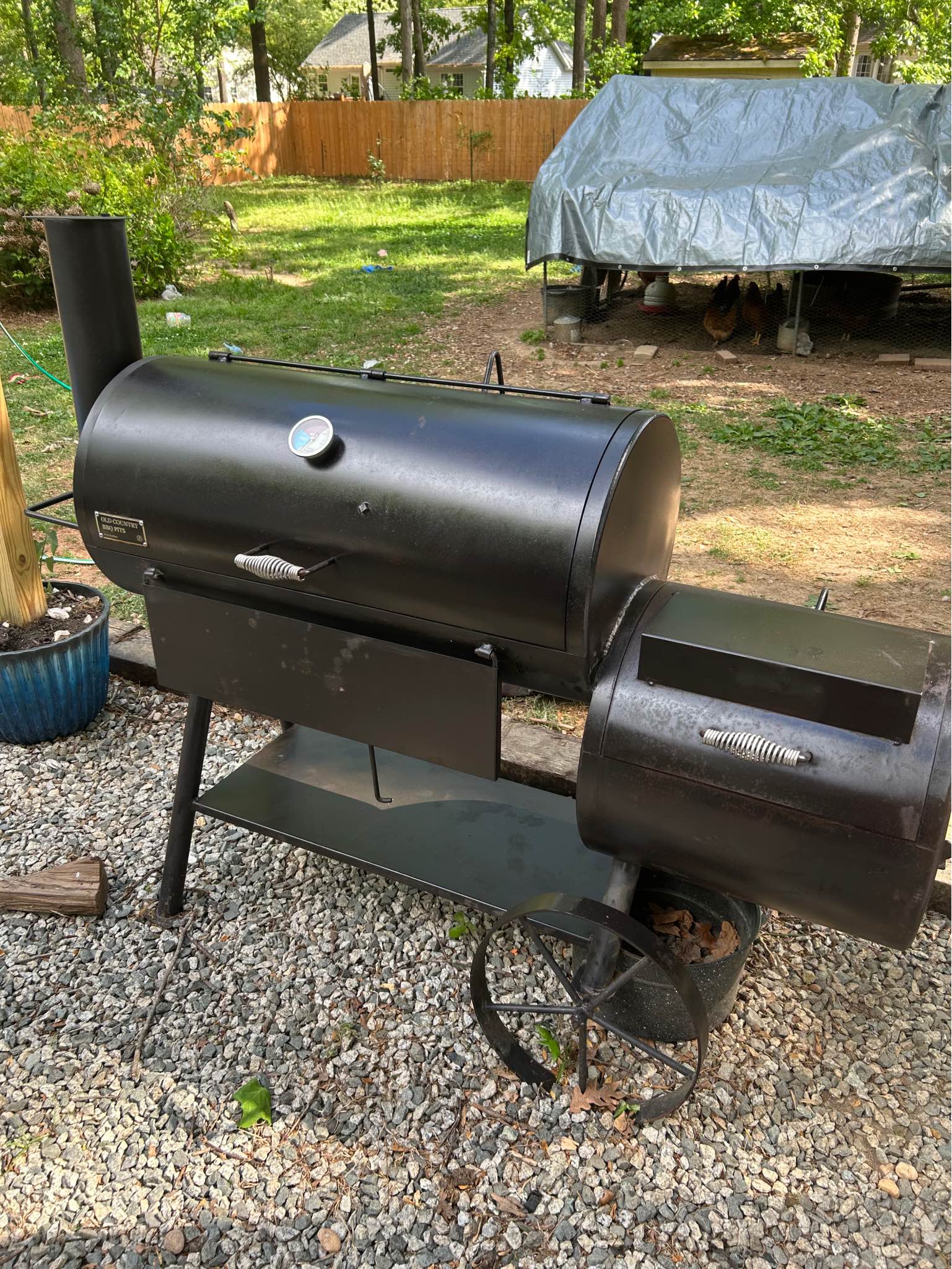 Old country BBQ Pits smoker and wood splitter - Barbecues, Grills ...