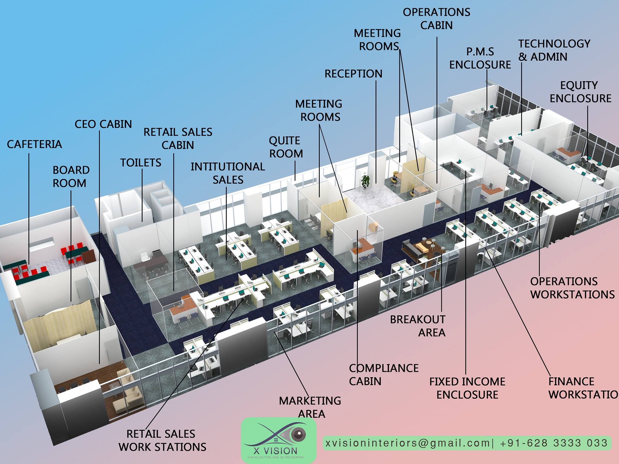 3D cut sections gives you an... - X Vision Interior Design