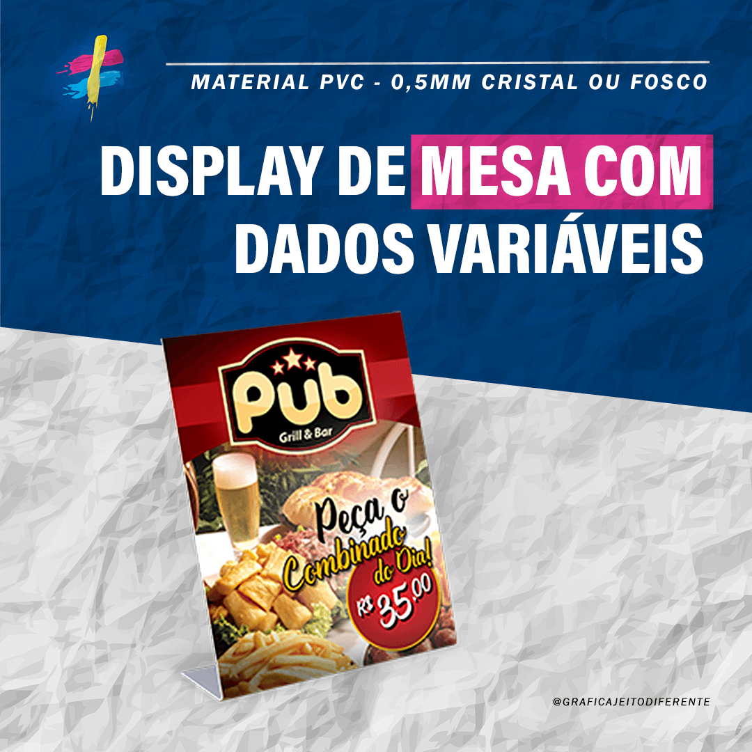 Esse modelo de display possui um... - Gráfica Jeito Diferente