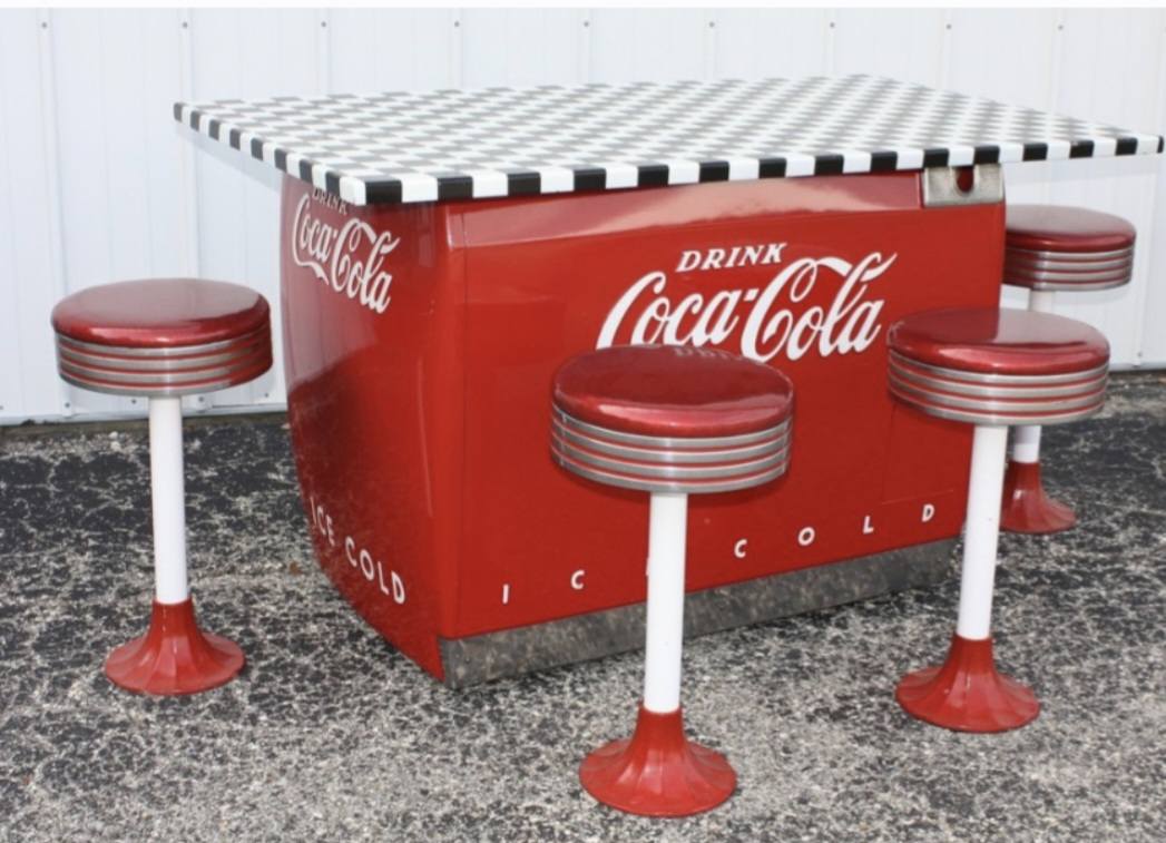 Vintage 1950's Coca-Cola Non-Folding Porcelain/Metal Table and