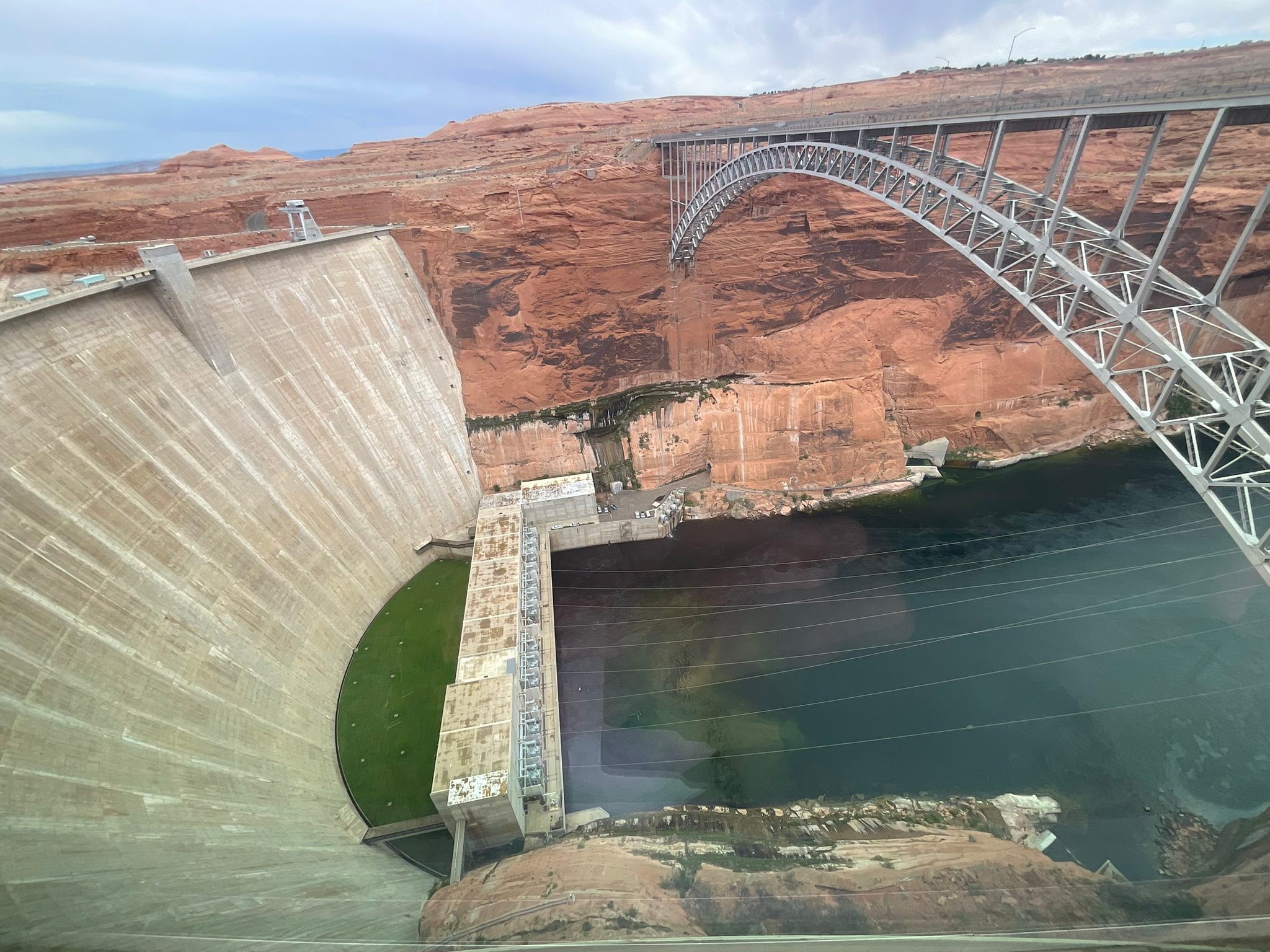The Hoover Dam Bypass Bridge over the Colorado River; view at the