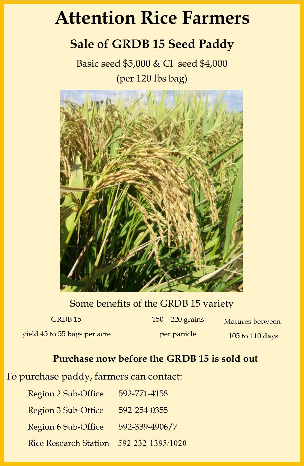 Guyana Rice Development Board - Attention all rice farmers | Facebook