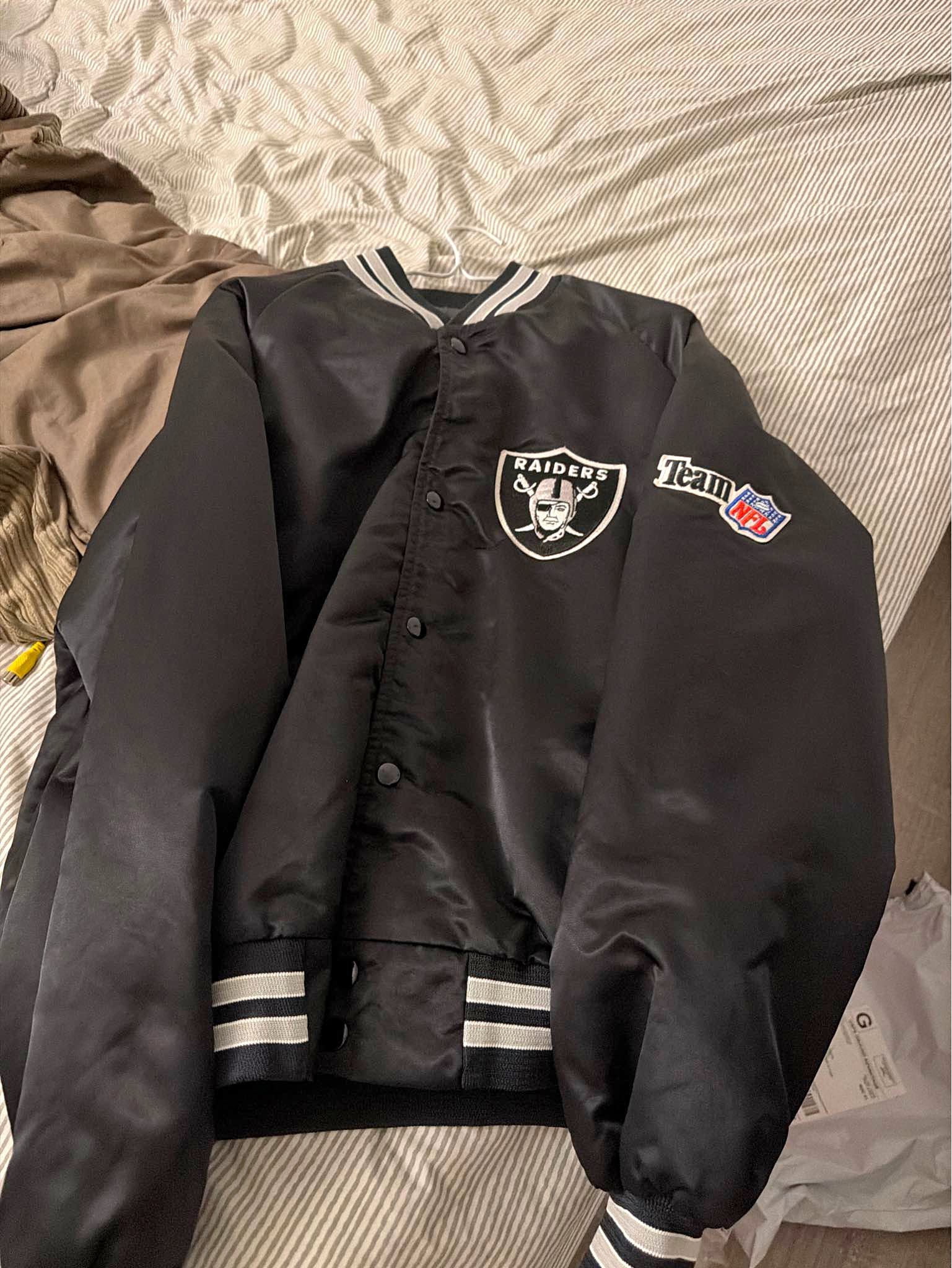 Vintage Chalk Line Las Vegas Raiders Satin Bomber Jacket - Size L