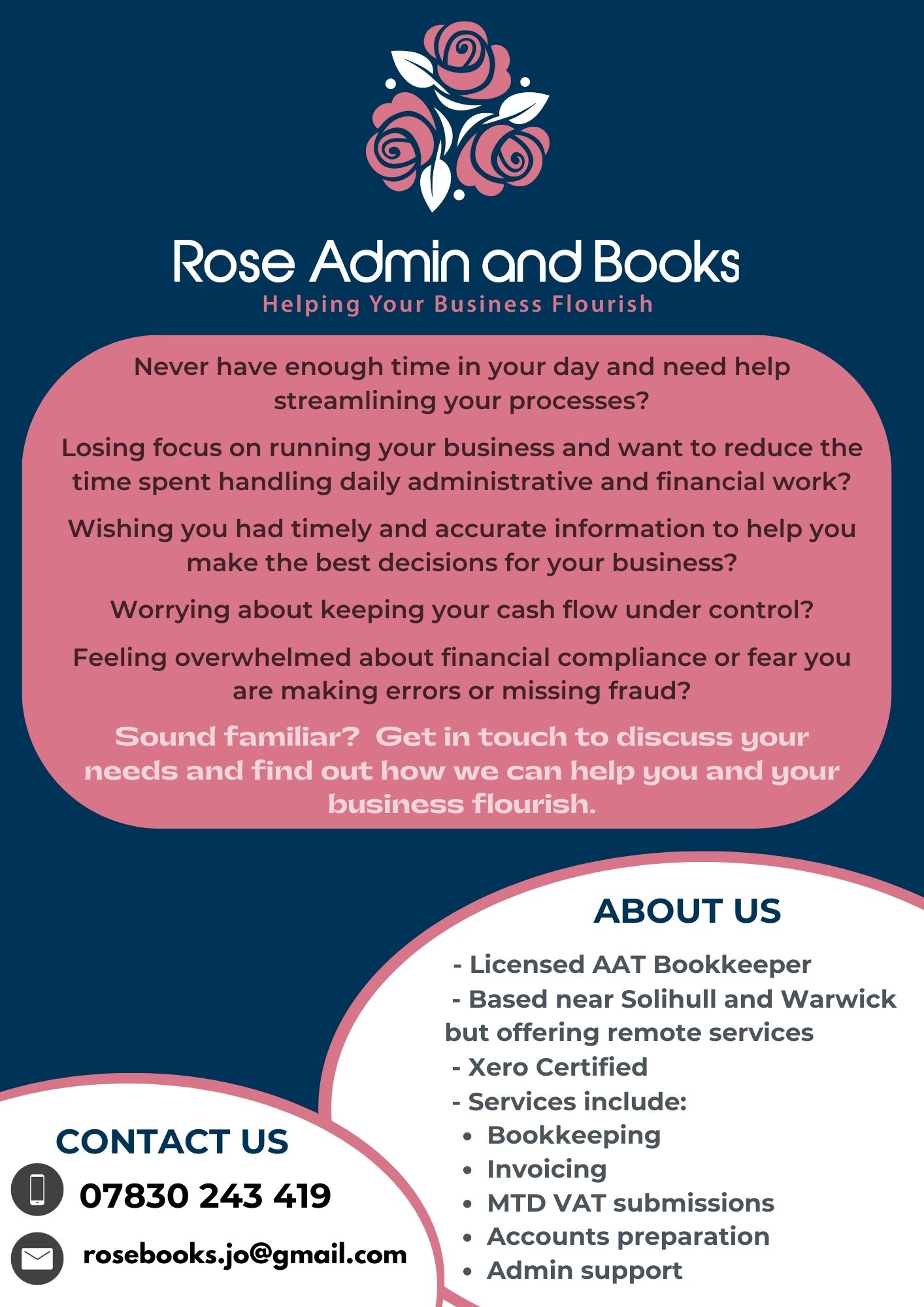 Rose admin and books | Solihull