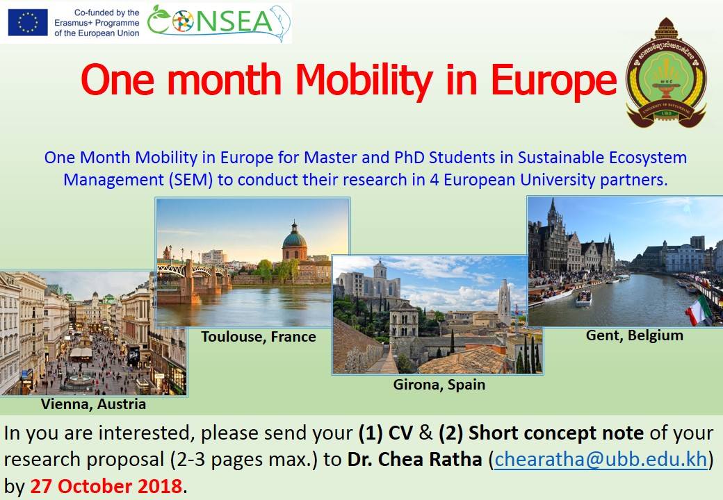 CONSEA - One month mobility in Europe is now open for...