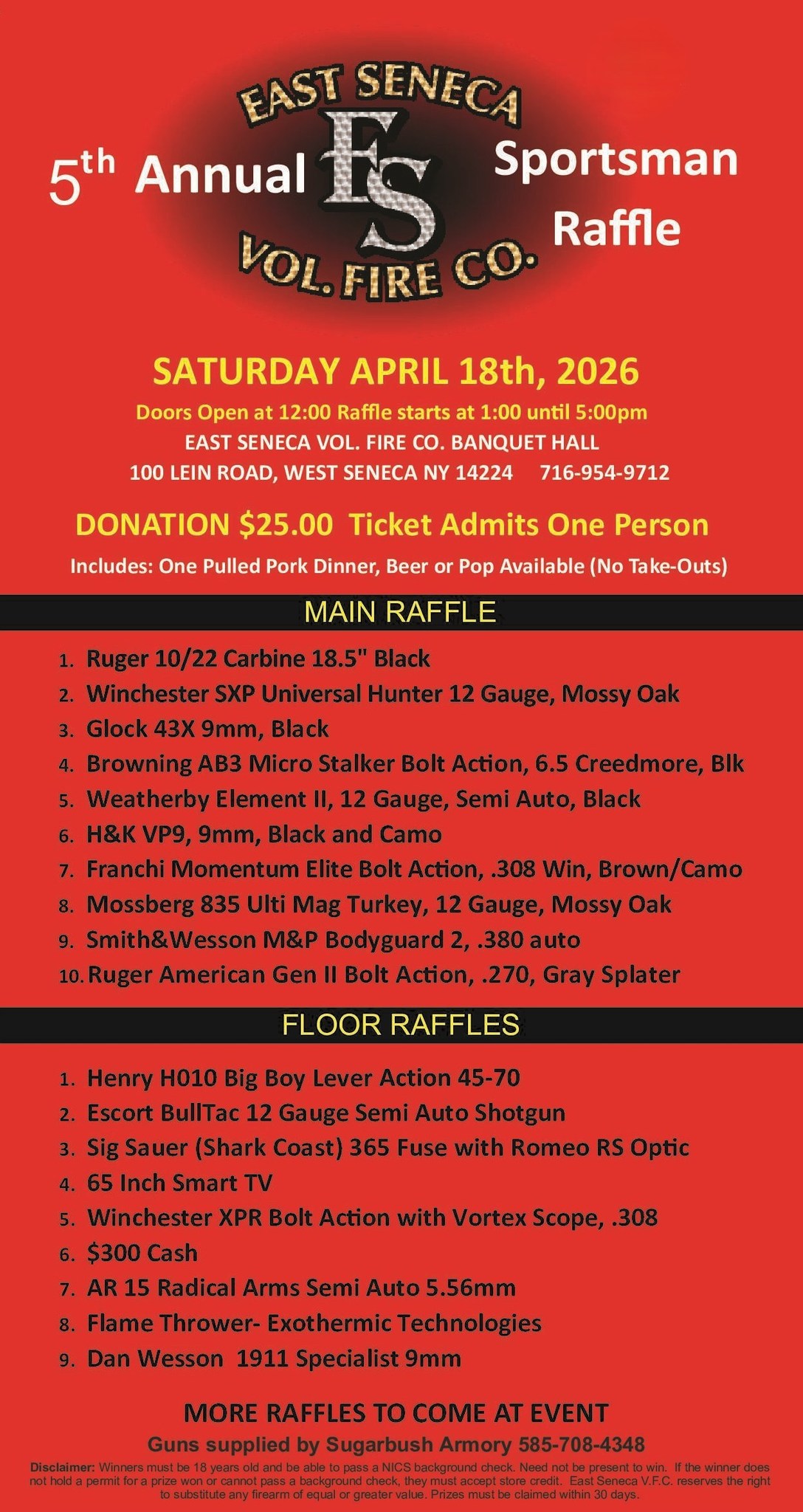 East Seneca Fire Company’s Sportsman Raffle