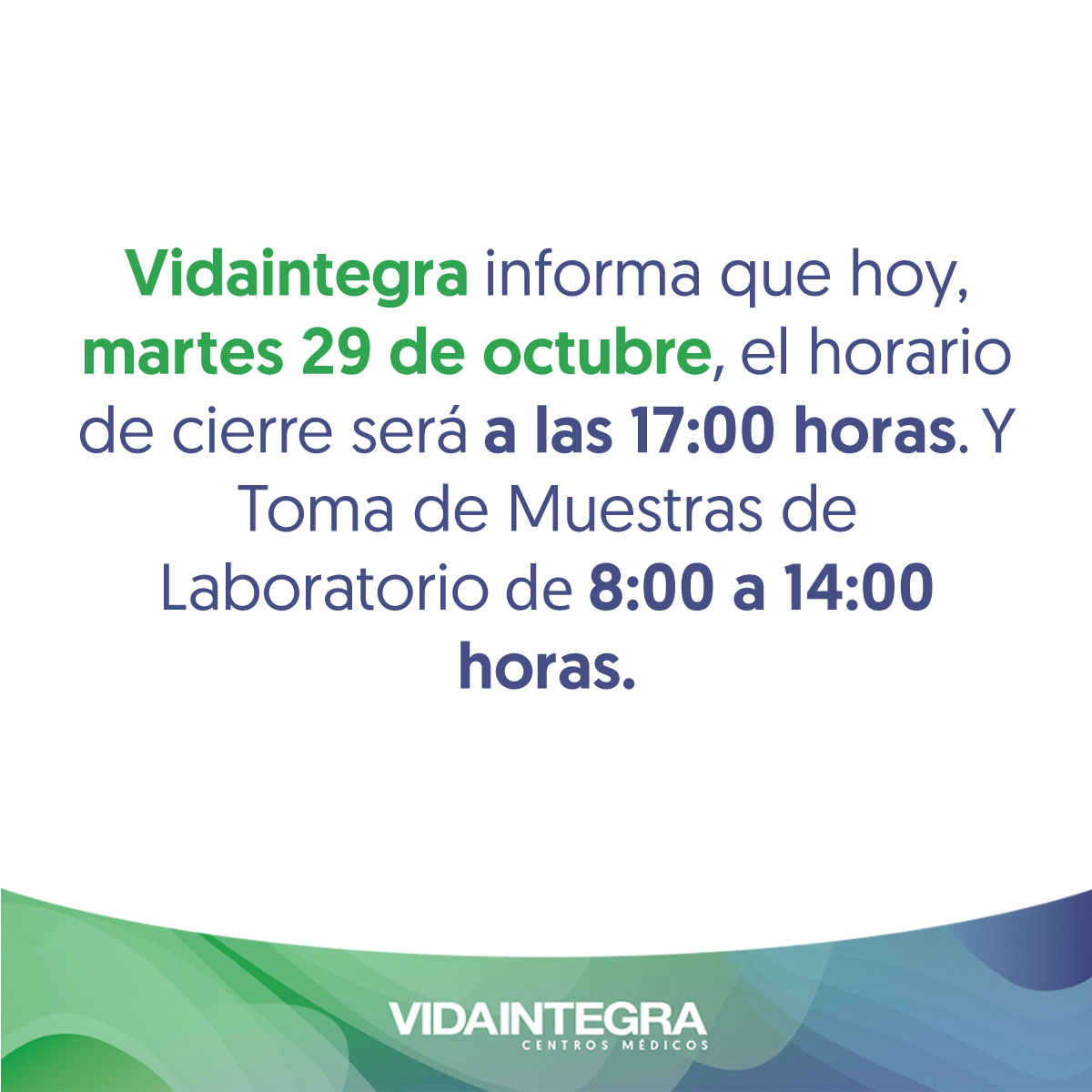 Vidaintegra - A todos nuestros seguidores les informamos...