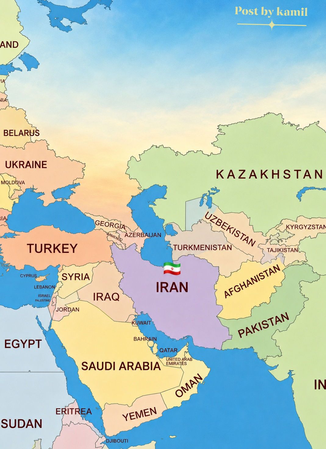 🗺️ Political Map of the Middle East The Middle East — a